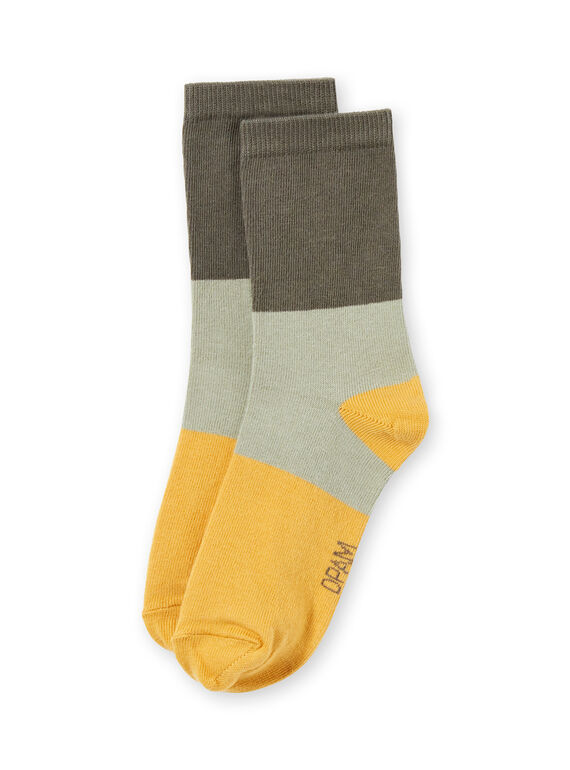 Chaussettes kaki, beiges et jaunes enfant garçon MYOJOCHOC2 / 21WI0218SOQG631