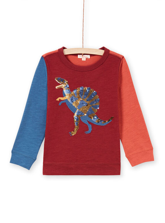 T-shirt tricolore animation dinosaure à sequins réversibles enfant garçon MOPATEE3 / 21W902H1TML719