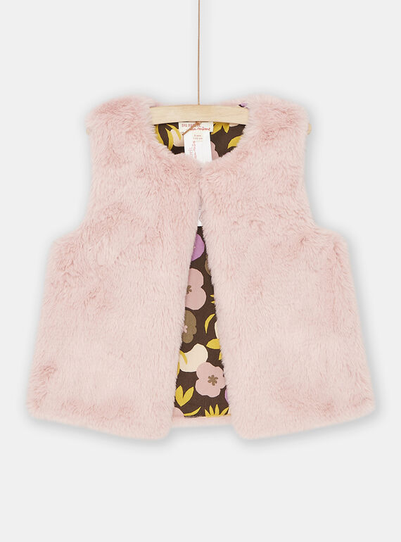 Cardigan rose réversible fille SAKYOCAR1 / 23W901I1CAR303