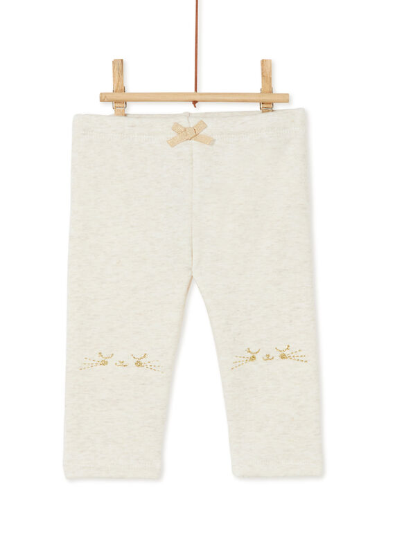 Legging fourré beige chiné bébé fille KIJOPANDOU1 / 20WG0951PANA011