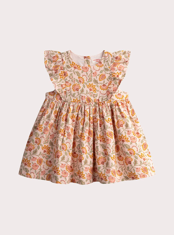 Robe rose pastel imprimé à fleurs pour bébé fille WILANROB1 / 25SG0943ROBD326