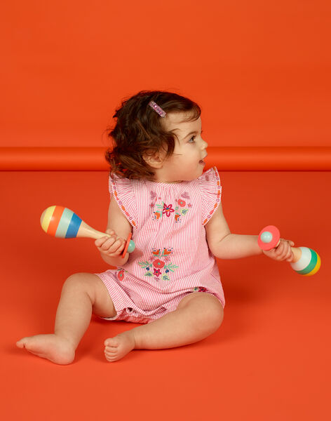 Barboteuse A Rayures Et Broderies Bebe Fille Ensemble Barboteuse Salopette Bebe Dpam