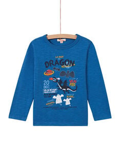 T-shirt bleu motif dragon enfant garçon MOPLATEE2 / 21W902O1TML221