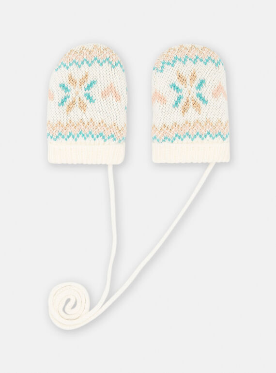 Moufles écru à motif aztèque pour bébé fille SYIJAGAN / 23WI09O2GAN001