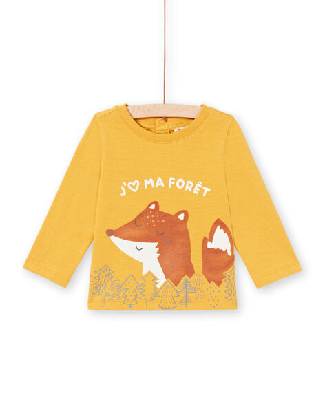 T-shirt manches longues moutarde à motif renard et forêt bébé garçon MUSAUTEE2 / 21WG10P2TMLB106
