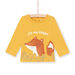 T-shirt manches longues moutarde à motif renard et forêt bébé garçon