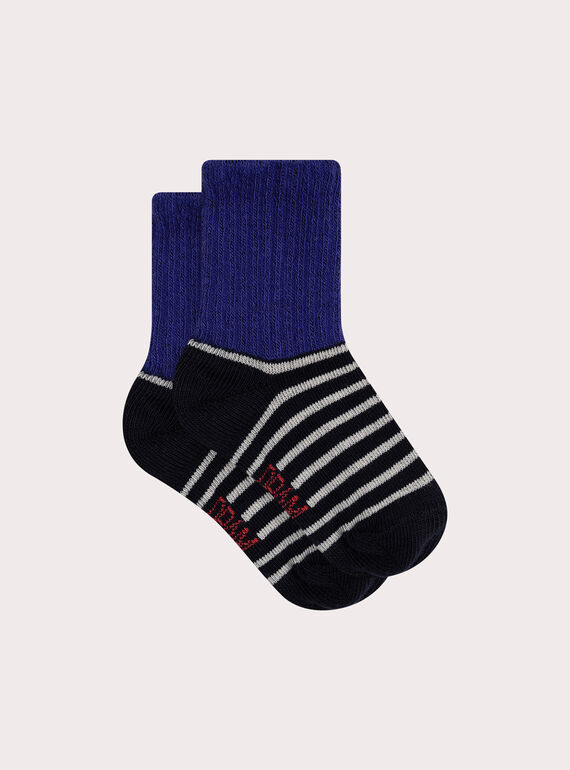 Chaussettes rayées marine pour bébé garçon XYUJOCHOR1 / 25WI10E2SOQC204