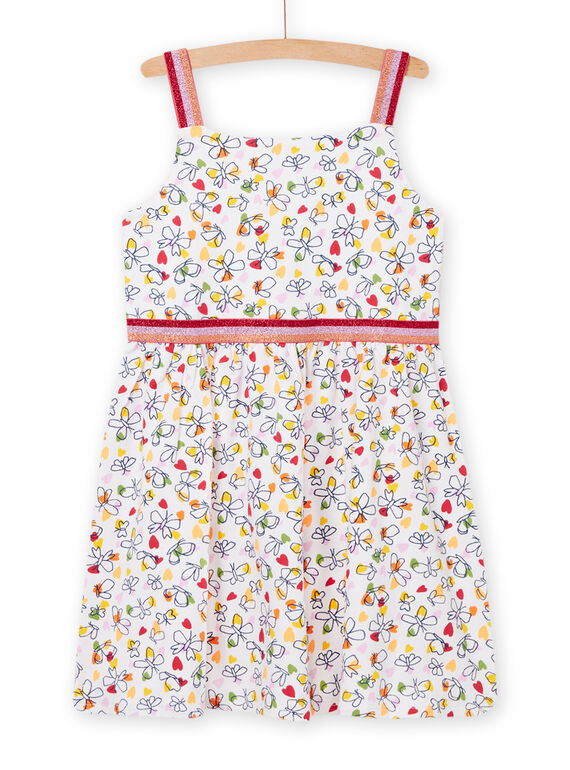 Robe à imprimé papillons et curs blanche enfant fille NAHOROB4 / 22S901T1ROB000