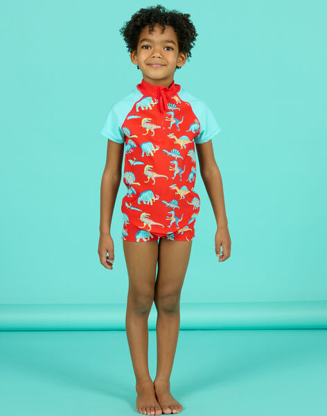 Maillot de bain rouge orangé à imprimé dinosaures enfant garçon NYOMERSHODIN / 22SI02L4MAIF527