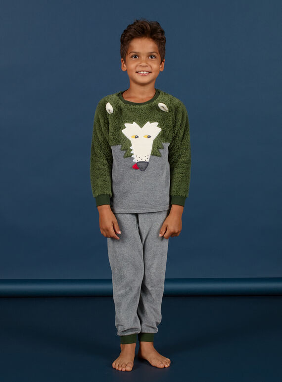 Ensemble pyjama motif loup en soft boa enfant garçon MEGOPYJBOA / 21WH1294PYJ628