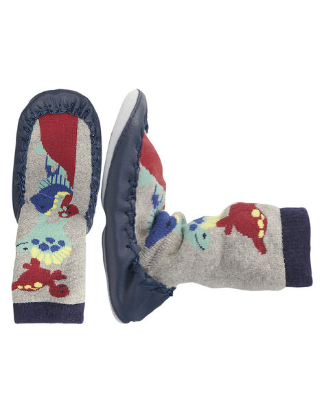 Chausson Chaussette Dinosaures Gris Bebe Garcon Chaussons Bebe Dpam