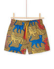Short de bain vert militaire à imprimé léopards RYOMERBOXLEO / 23SI02R3MAIG631