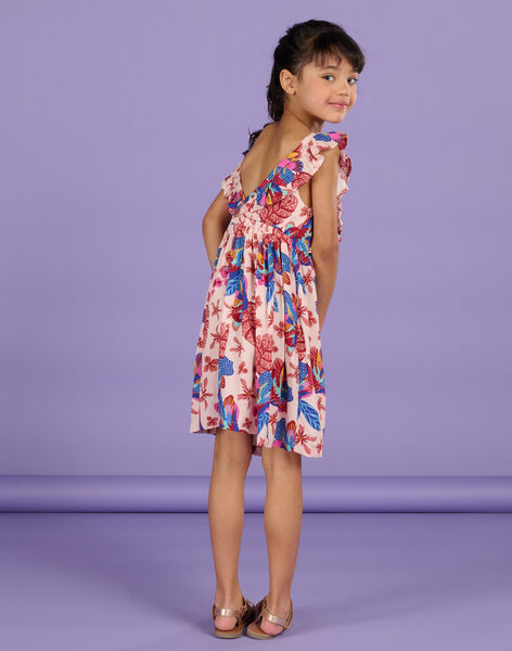Robe Rose poudré à imprimé exotique Enfant Fille RAMUMROB3 / 23S901G2ROBD327