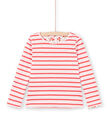 T-shirt réversible manches longues rayures et fleurs enfant fille LAROUTEE3 / 21S901K3TMLD326