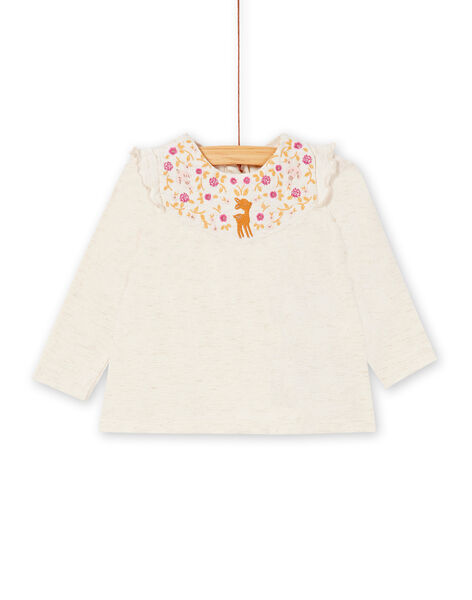 Tee Shirt Manche Longue Beige A Broderie Bebe Fille Duo 2 Choc Bebe Dpam