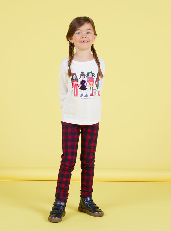 Pantalon milano imprimé tartan enfant fille MAMIXPANT / 21W901J1PANC205