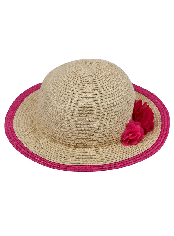 Chapeau enfant fille en paille avec fleurs  JYAWEHAT2 / 20SI0192CHA009