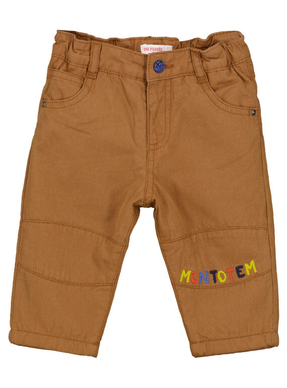 Pantalon en canvas brun bébé garçon GUVIOPAN3 / 19WG10R4PANI801