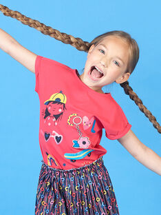 T-shirt rose motifs fantaisie enfant fille LAHATI1 / 21S901X1TMCF506