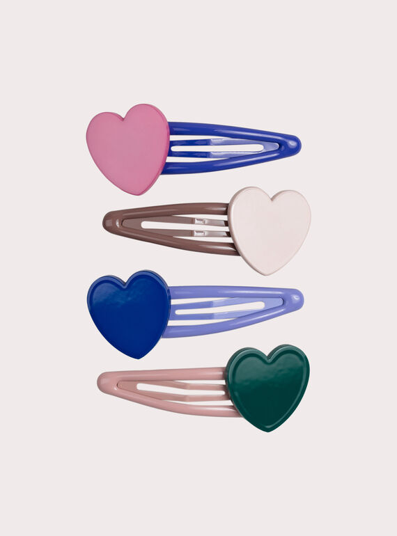 Lot de 4 barrettes c&oelig;urs pour fille XYAJOCLIP3 / 25WI01I4BRTD332