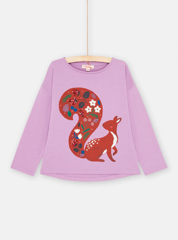 T-shirt violet à motif écureuil pour fille SAKHOTEE3 / 23W901Q3TMLH708