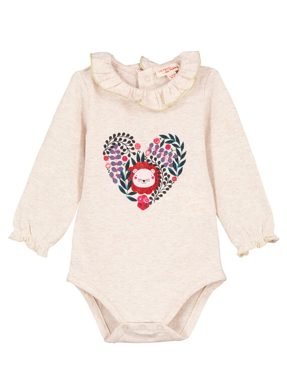 Body manches longues élastiquées et volantées bébé fille GITRIBODY / 19WG09J1BOD006