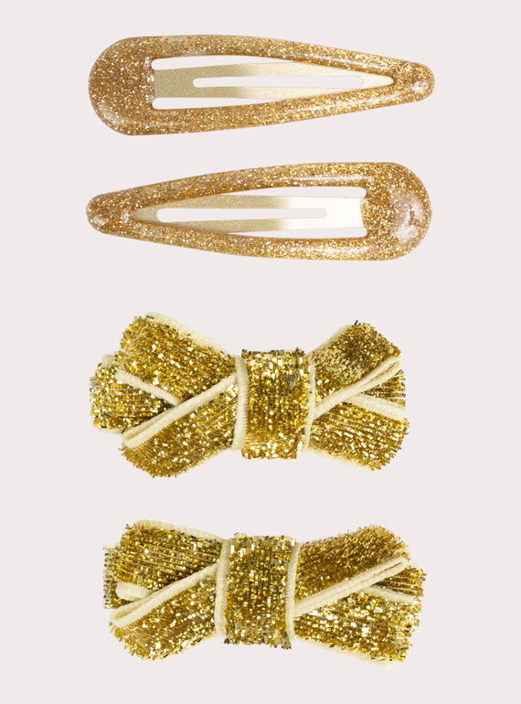 Lot de 4 barrettes dorées festives pour filles VYAJOCLIP6 / 24WI01T1BRTK008