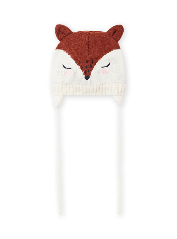 Bonnet écru motif renard bébé fille MYISAUBON1 / 21WI0954BON001