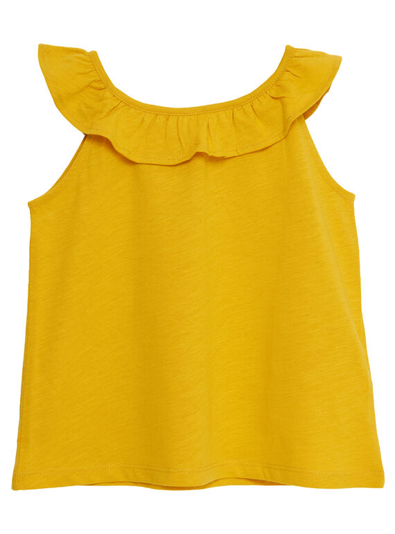 Débardeur jaune  à encolure volantée  et imprimé pois JAJODEB4 / 20S901T4D27B104