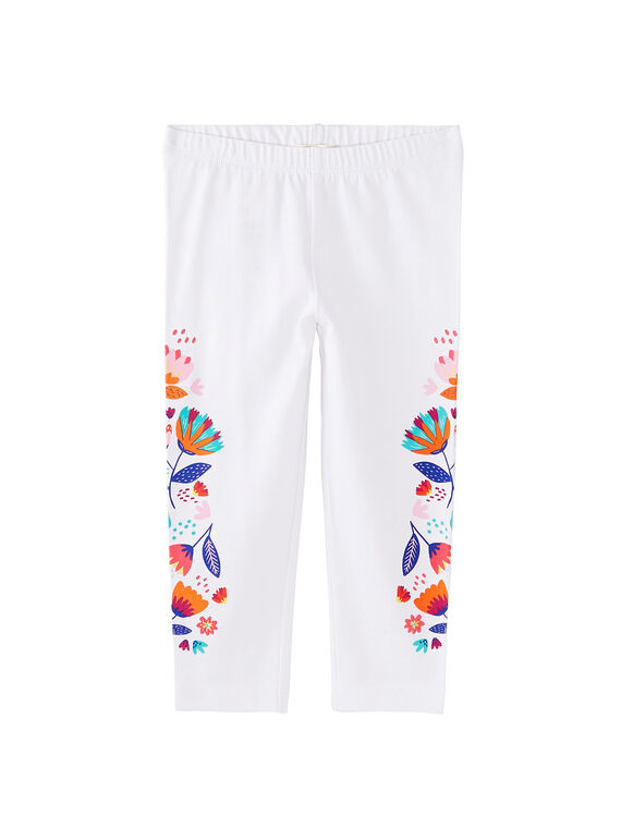 Legging blanc détails fleuris enfant fille JYAMARLEG / 20SI01P1CAL000