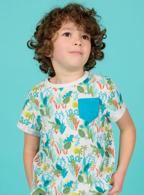 T-shirt gris chiné imprimé fantaisie enfant garçon NOHOTI2 / 22S902T2TMCJ920
