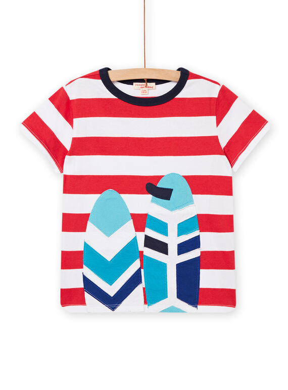 T-shirt à rayures manches courtes rouge enfant garçon NOFICTI5 / 22S902U2TMCF524