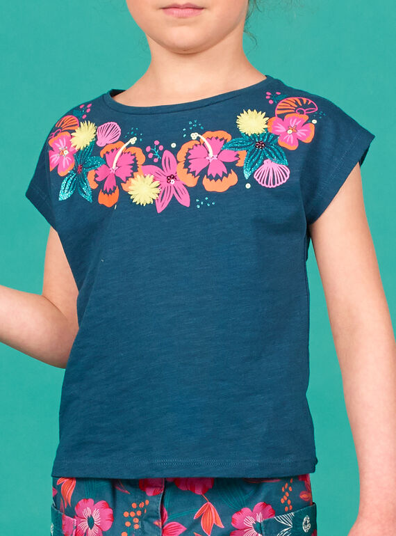 T-shirt manches courtes, fleurs imprimés et reliefé à l'incolure LABONTI2 / 21S901W3TMC716