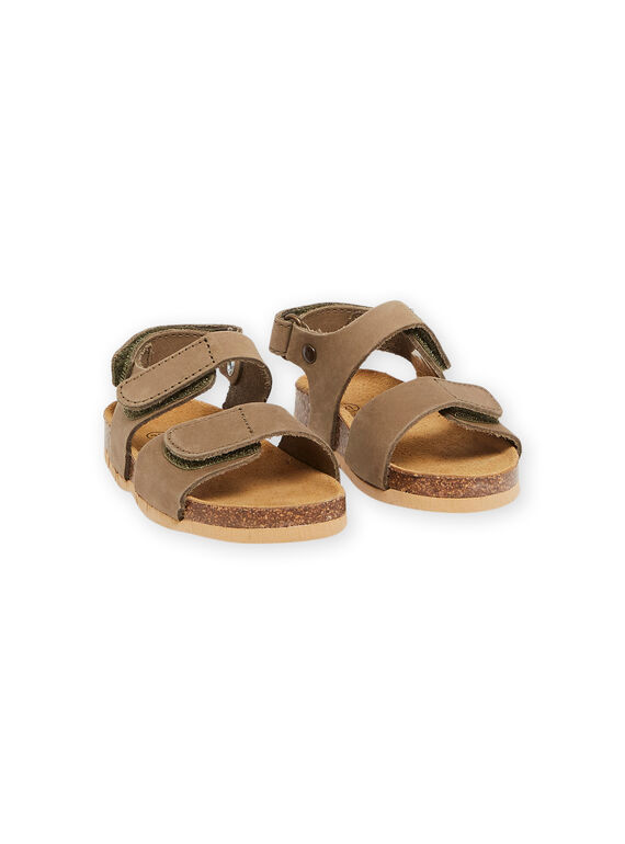 Sandales kaki en cuir RUNUKAKI / 23KK3861SLB604