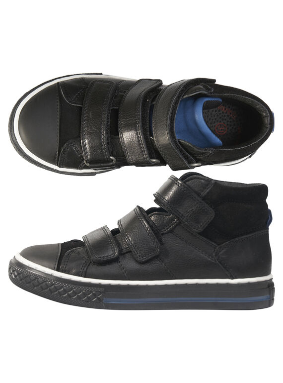 Basket cuir noir enfant garçon  GGBASTRIVB / 19WK36IDD3F090