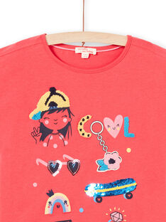 T-shirt rose motifs fantaisie enfant fille LAHATI1 / 21S901X1TMCF506