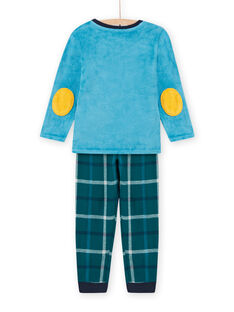 Ensemble pyjama bleu saphir motif YEAH enfant garçon MEGOPYJYEAH / 21WH1296PYJC211