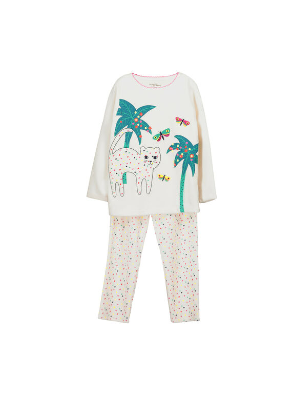 Pyjama en velours fille FEFAPYJCAT / 19SH1141PYJ001