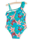 Maillot de bain 1 pièce turquoise à imprimé fleurs RYAMER3 / 23SI01R5MAIC217