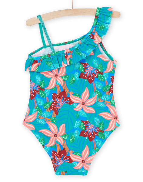 Maillot de bain 1 pièce turquoise à imprimé fleurs RYAMER3 / 23SI01R5MAIC217