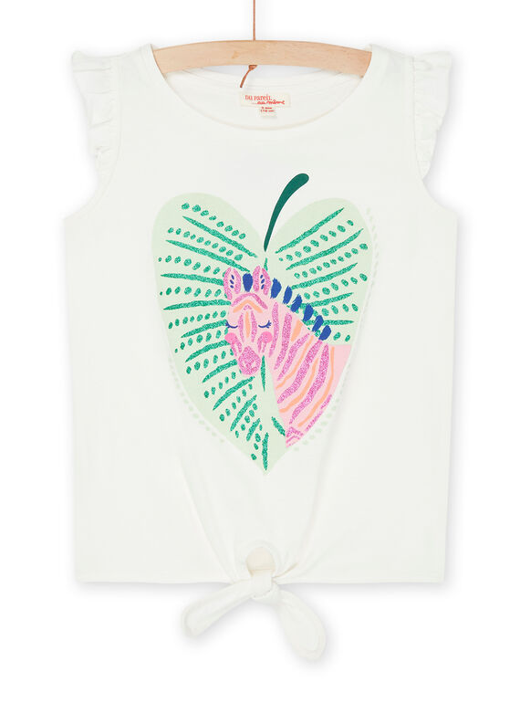 T-shirt blanc à mancherons volantés RAEXODEB / 23S901V1DEB001