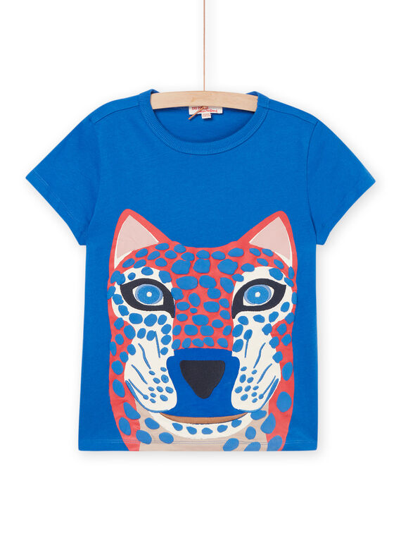 T-shirt bleu à motif tête de léopard RONAUTI2 / 23S902N2TMCC238