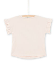 T-shirt manches courtes rose pâle à motifs fillette et paon enfant fille MAPATI2 / 21W901H2TMCD319