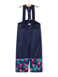 Pantalon de ski bleu marine imprimé feuillage enfant fille MASKIPANT / 21W901R1PTS070