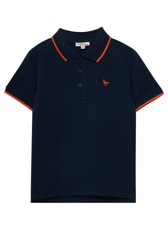 Polo garçon piqué marine rayé au col JOJOPOL1 / 20S90253D2D705