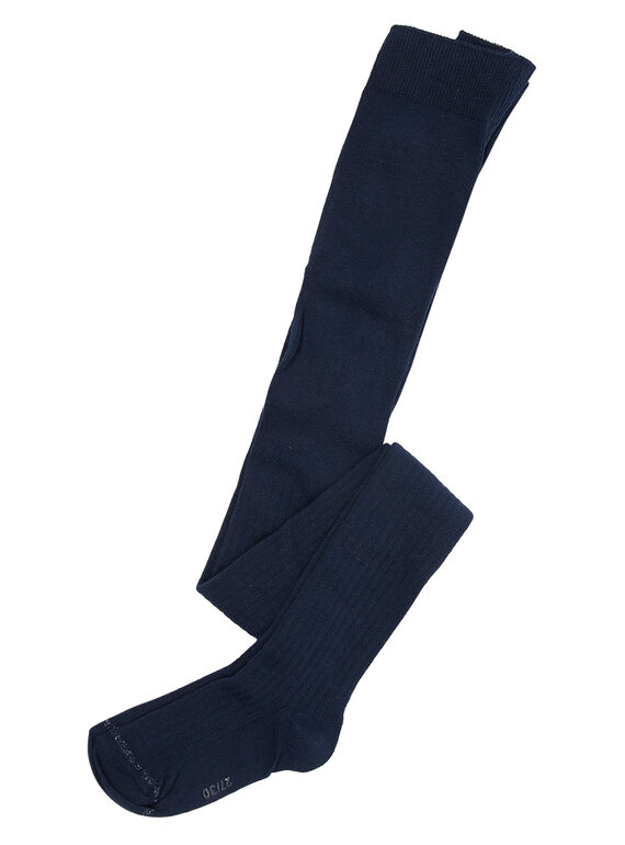 Collant à côtes fille en coton marine JYAESCOL1 / 20SI0163COL070
