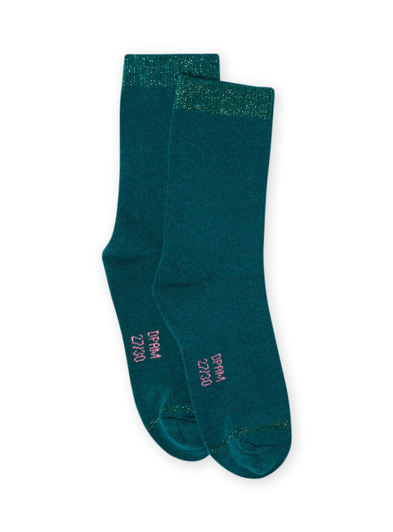 Chaussettes bleu canard enfant fille MYAJOCHO3 / 21WI0115SOQ714