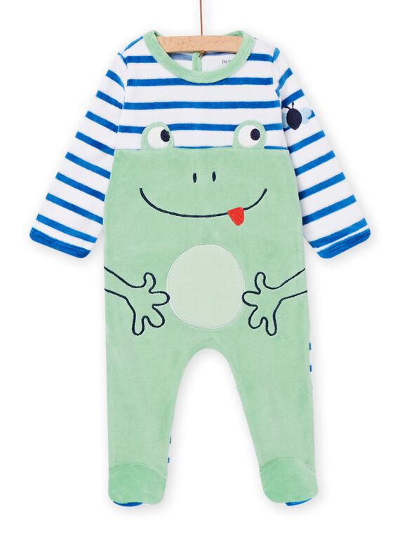 Grenouillère blanche, verte et bleue bébé garçon NEGAGRENOU / 22SH14G1GRE000