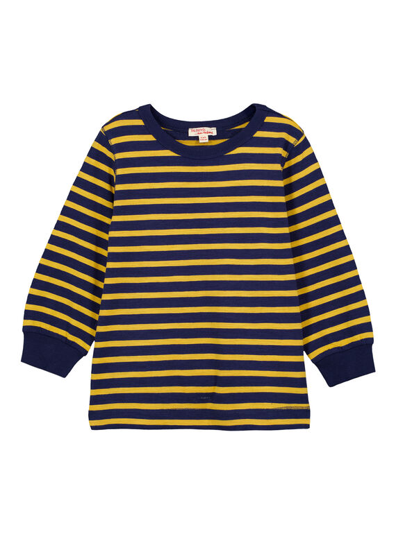 T-shirt Manches longues Marine rayé ocre GOJOTIRIB5 / 19W90243D32B116