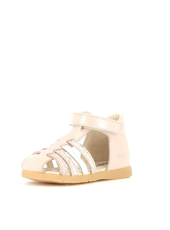 sandales bebe fille en cuir a talon et bout fermes - na! rose